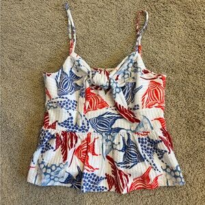 LOFT Red and Blue Floral Camisole